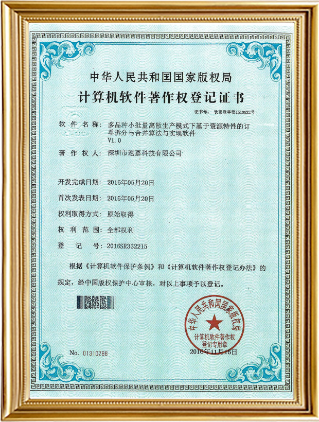 多品種小批量離散生產(chǎn)模式下基于資源特性的訂單拆分與合并算法與實(shí)現(xiàn)軟件V1.0